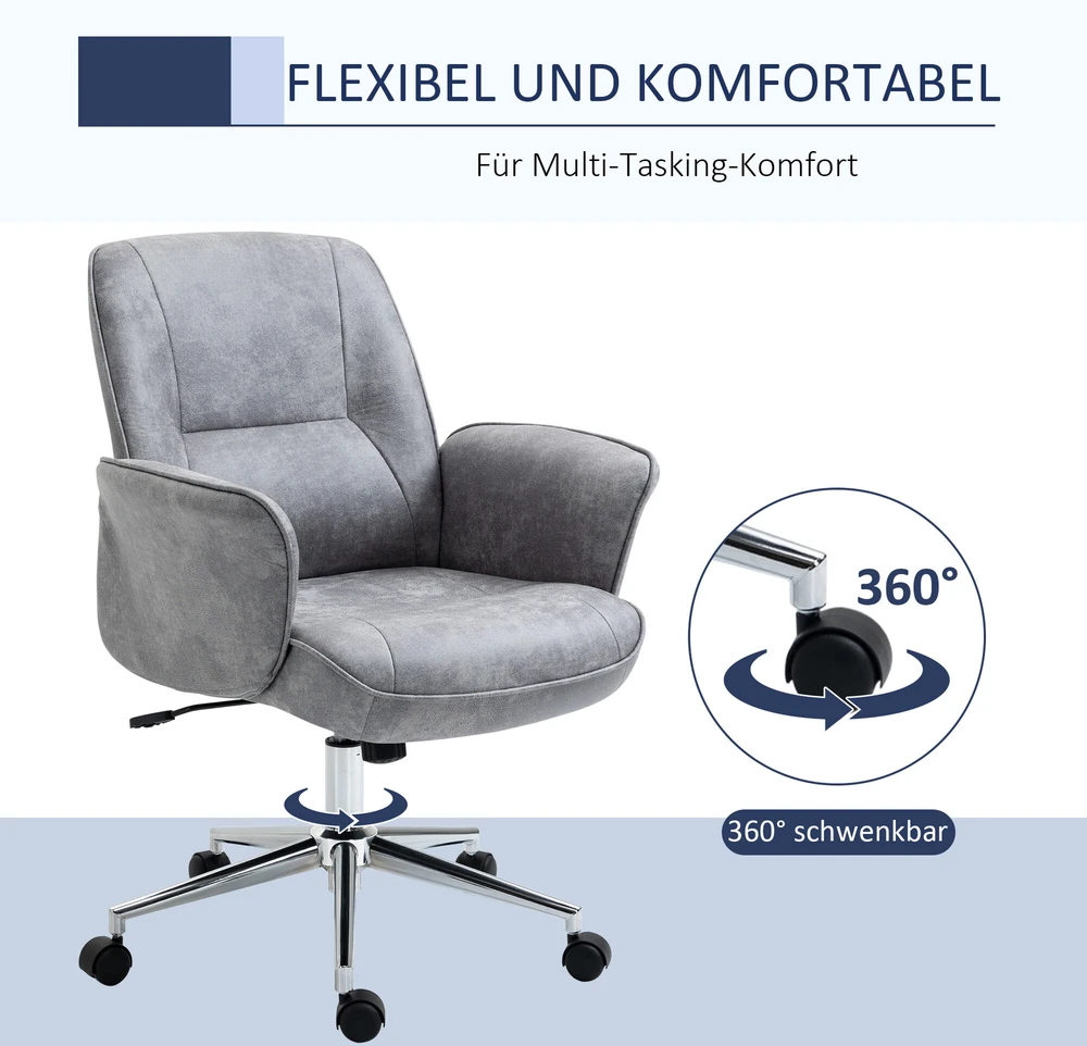 Vinsetto biuro kėdė, moderni darbo kėdė su supimosi funkcija, reguliuojamo aukščio, ergonomiška, 360° besisukantys ratukai