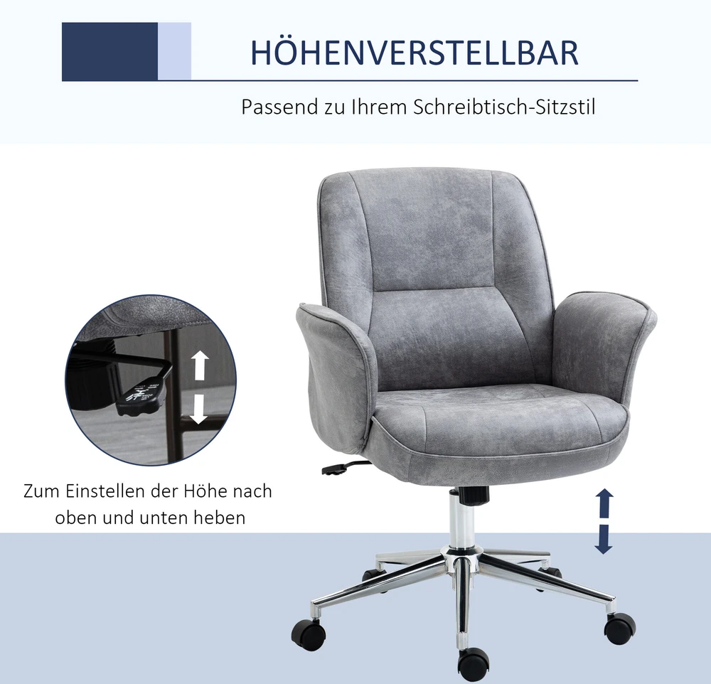 Vinsetto biuro kėdė, moderni darbo kėdė su supimosi funkcija, reguliuojamo aukščio, ergonomiška, 360° besisukantys ratukai