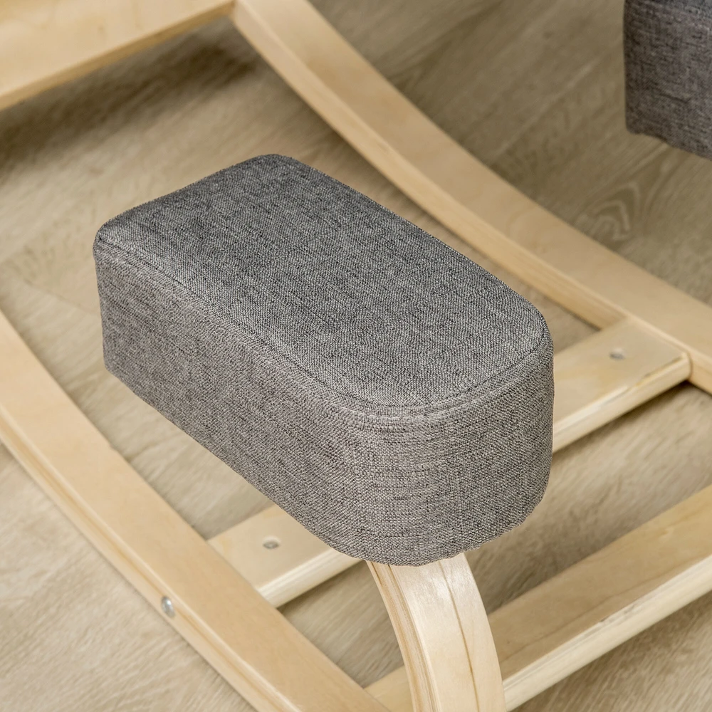 Vinsetto kelių kėdė, ergonomiška kėdė, minkšta kėdė sveikai laikysenai, beržo mediena, keliamoji galia 120 kg, pilka