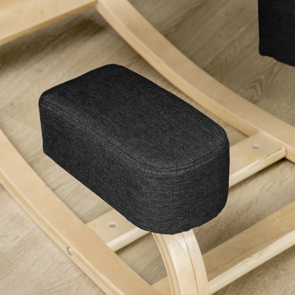 Vinsetto kėdė klūpėjimui, ergonomiška kėdė, minkšta kėdė sveikai sėdėjimo laikysenai, beržo mediena, keliamoji galia 120 kg, juoda