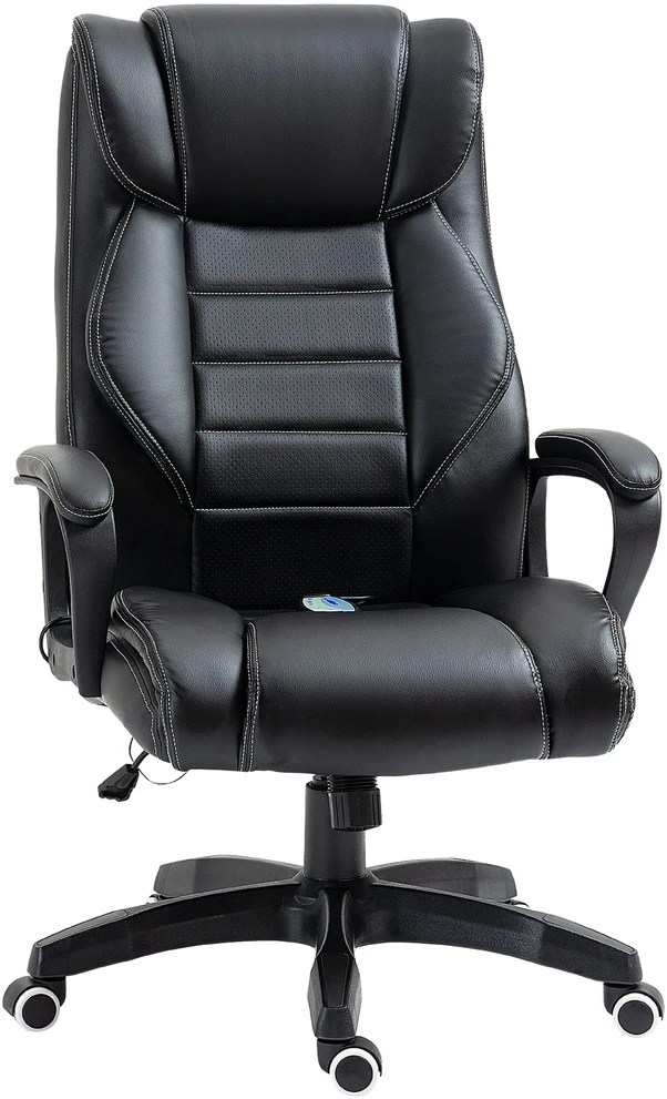 Vinsetto masažinė kėdė, pasukama, reguliuojamo aukščio ergonomiška žaidimų kėdė, kompiuterio kėdė, 6 vibracijos taškai, lino pojūtis, reguliuojama, juoda