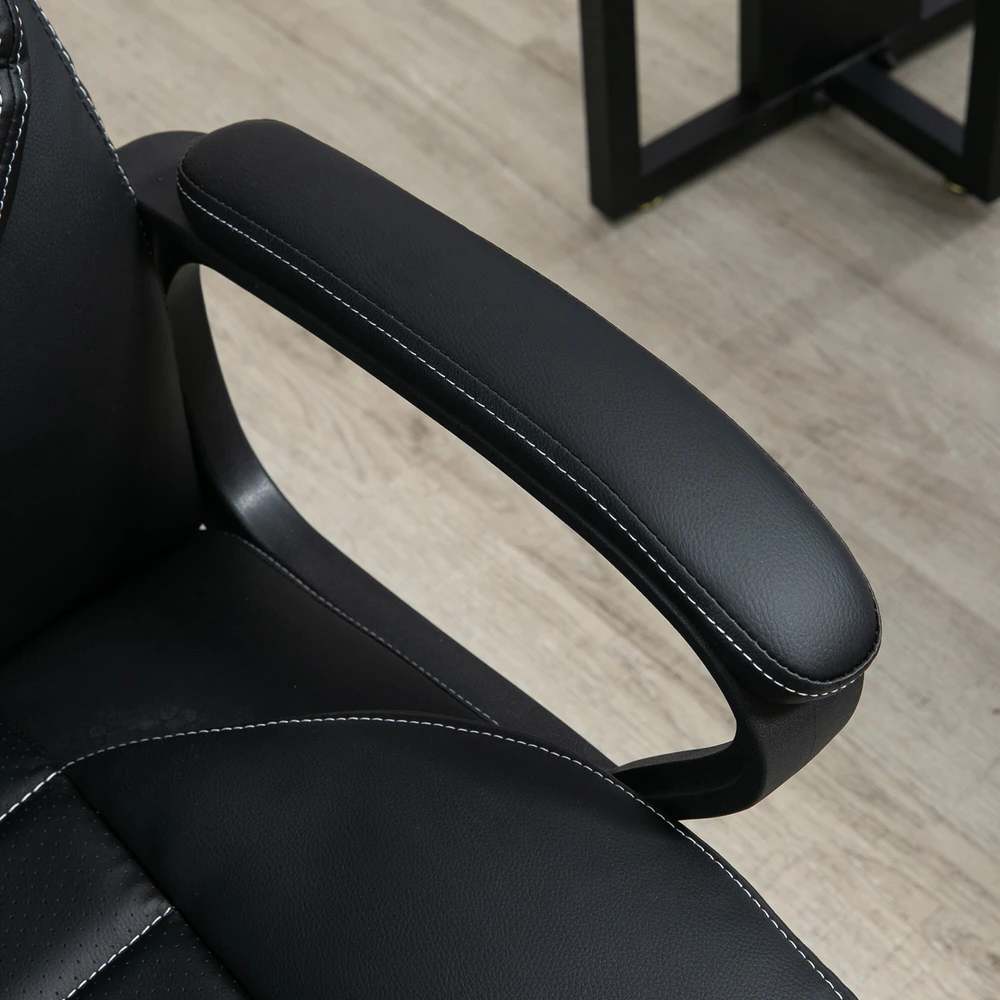 Vinsetto masažinė kėdė, pasukama, reguliuojamo aukščio ergonomiška žaidimų kėdė, kompiuterio kėdė, 6 vibracijos taškai, lino pojūtis, reguliuojama, juoda