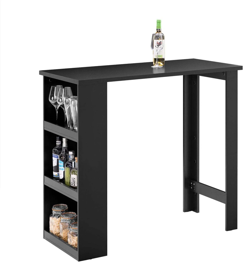 Virtuvės baro stalas, SoBuy FWT17-II-SCH, 112x57x106 cm, Juodas