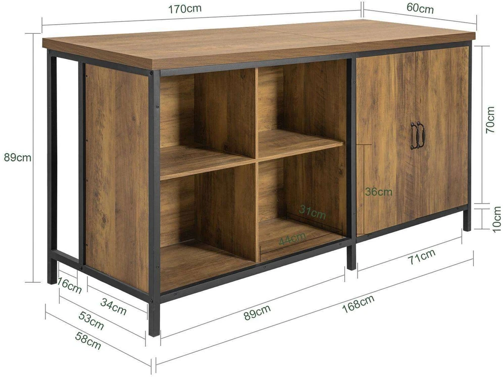 SoBuy virtuvės sala su 2 durų spintele, baro stalas KNL01-F