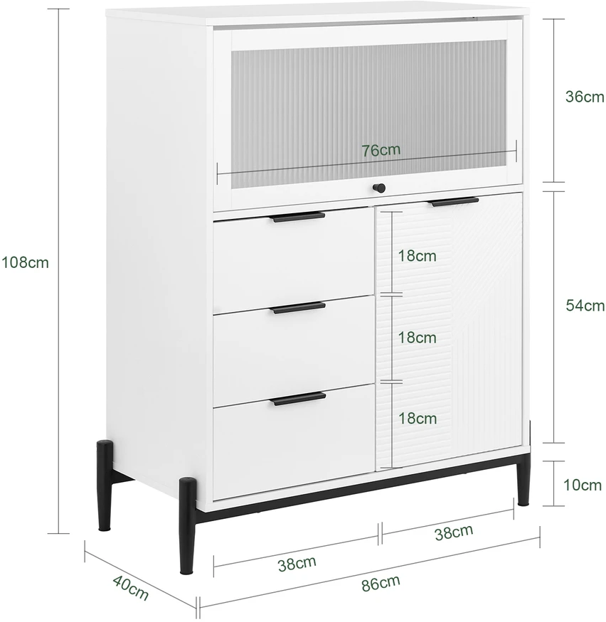 TV staliukas Virtuvės spintelė, SoBuy FSB94-W, 86x40x108 cm