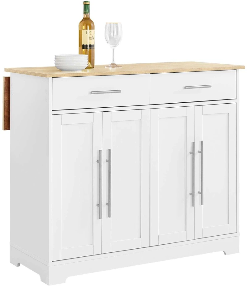 Virtuvės vežimėlis, SoBuy FKW129-WN, 113x91x44–69 cm, baltas