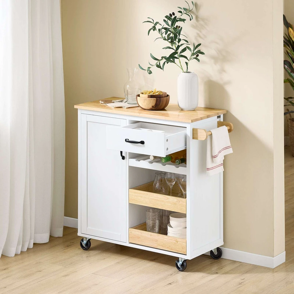 Virtuvės vežimėlis, SoBuy FKW131-WN, 92x42x87 cm, baltas