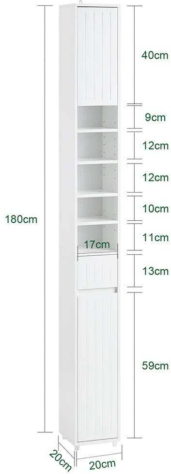 Vonia spintelė, SoBuy BZR160-W, 20x20x180 cm