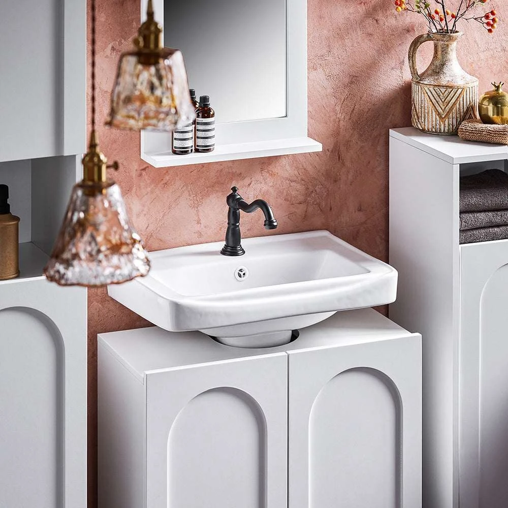 Sobuy Vanity Unit Vonios kambario baldai su 2 durimis BZR164-W