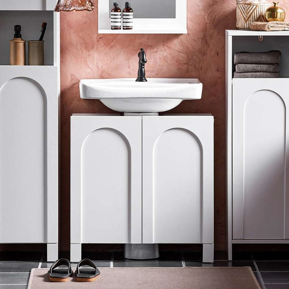Sobuy Vanity Unit Vonios kambario baldai su 2 durimis BZR164-W