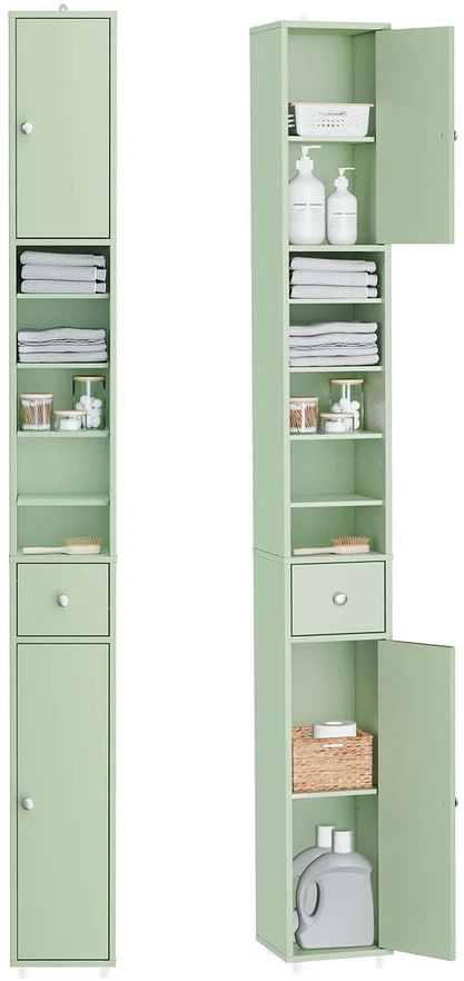 Vonios spintelė, SoBuy BZR34-II-GR, 20x20x180 cm, Šviesiai žalia