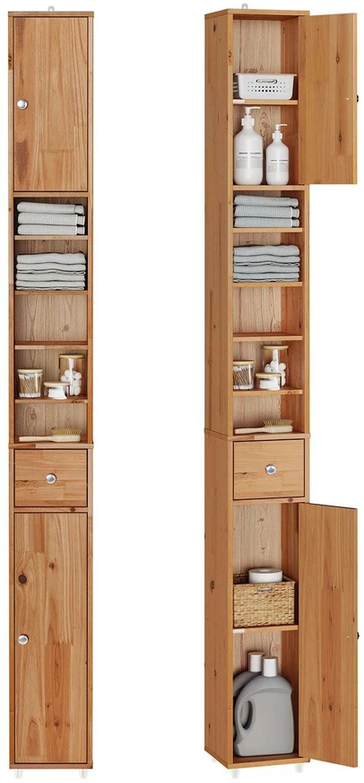 Vonios spintelė, SoBuy BZR34-II-SH, 20x20x180 cm, medžio spalvos