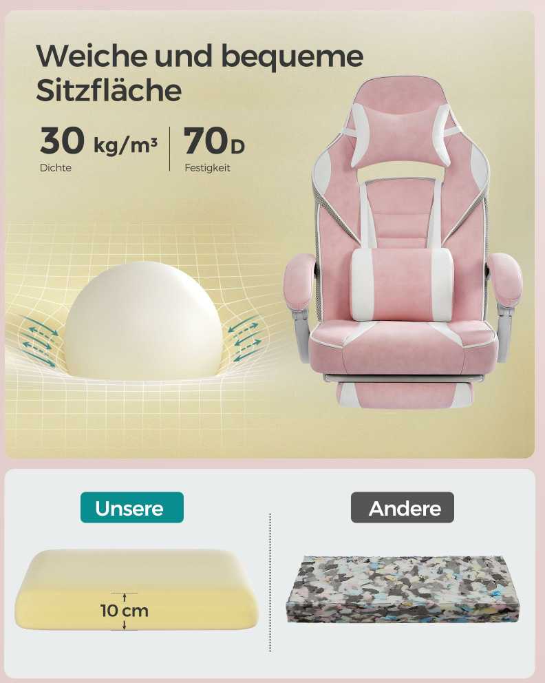 Songmics Rašomojo stalo kėdė su atrama kojoms ir galvos atlošu