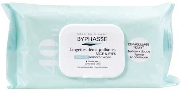 "Byphasse" makiažo valomosios servetėlės "Aloe Vera Sensitive Skin" 40U