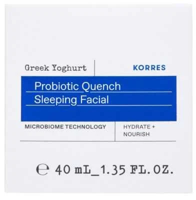 Korres graikiškas jogurtas Probiotic Quench Sleeping Facial Facial Night Skin Kreminis
