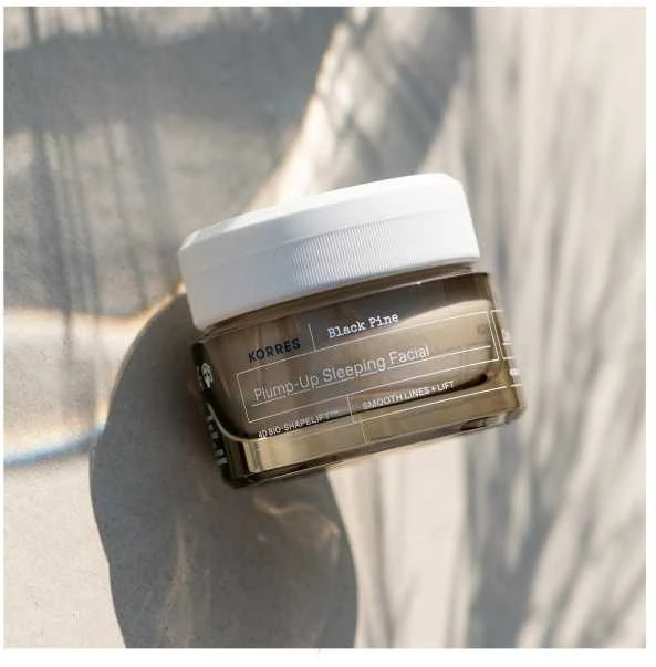 Korres Juodas Pine Plump-Up Sleeping Facial Night Skin Kreminis