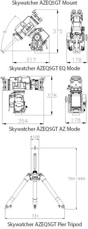 SkyWatcher AZ-EQ5 hibridinė montuotė + trikojis/kolona