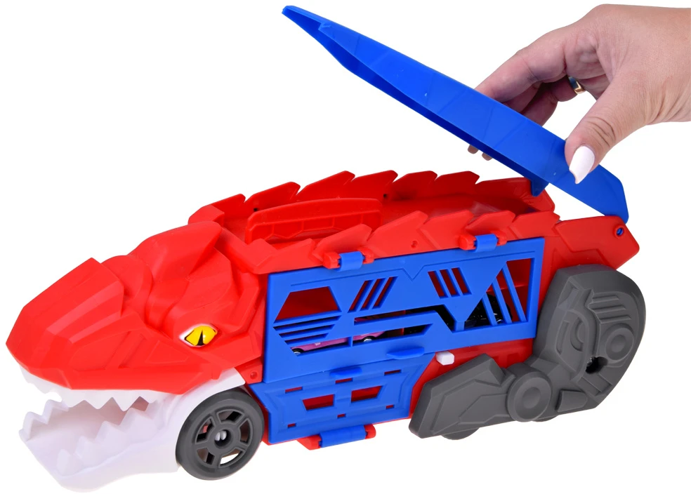 Jokomisiada 2-in-1 foldable DINOSAUR car and garage launcher + signs and springs ZA6616