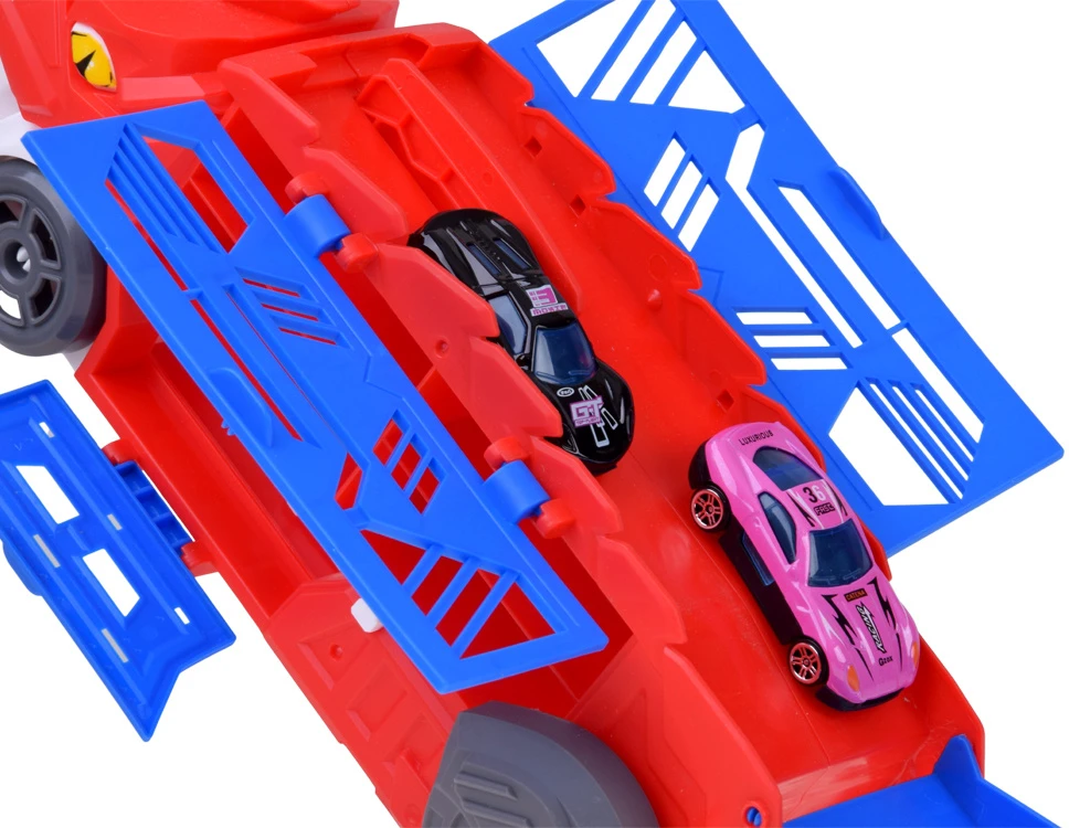 Jokomisiada 2-in-1 foldable DINOSAUR car and garage launcher + signs and springs ZA6616