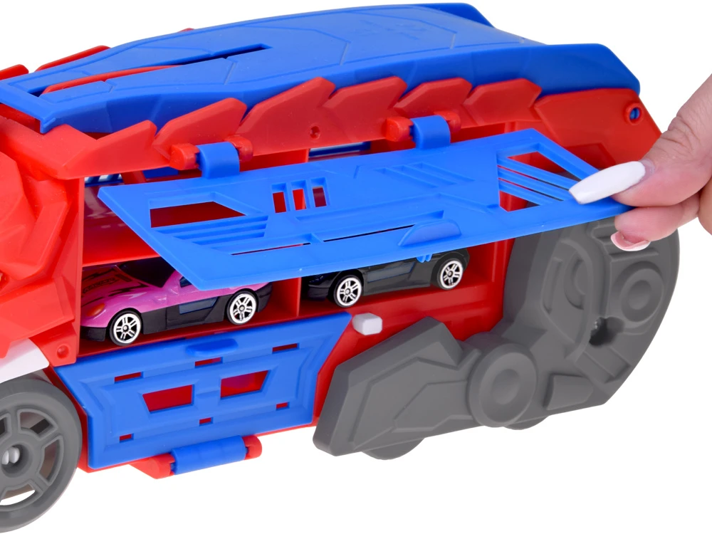Jokomisiada 2-in-1 foldable DINOSAUR car and garage launcher + signs and springs ZA6616
