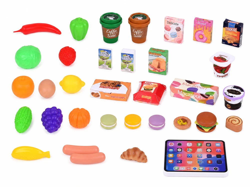 Jokomisiada 2-in-1 Kids’ Shopping Cart with Interactive Planšetė, Baskets and Play Food ZA6346