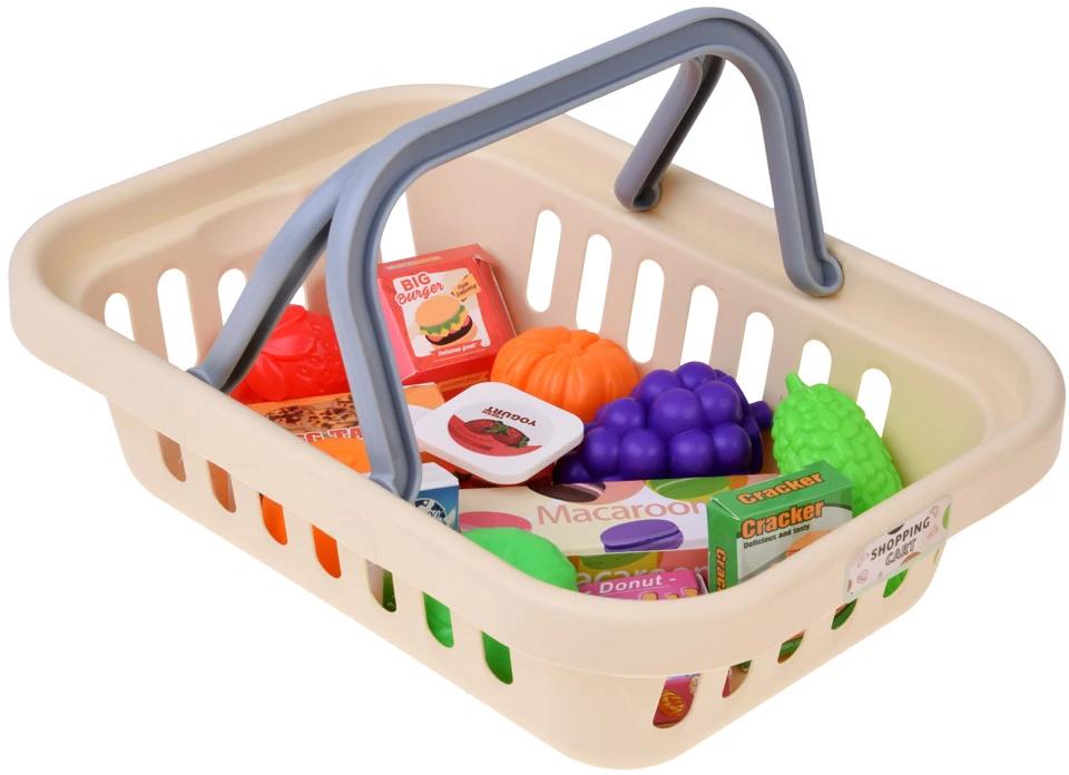 Jokomisiada 2-in-1 Kids’ Shopping Cart with Interactive Planšetė, Baskets and Play Food ZA6346