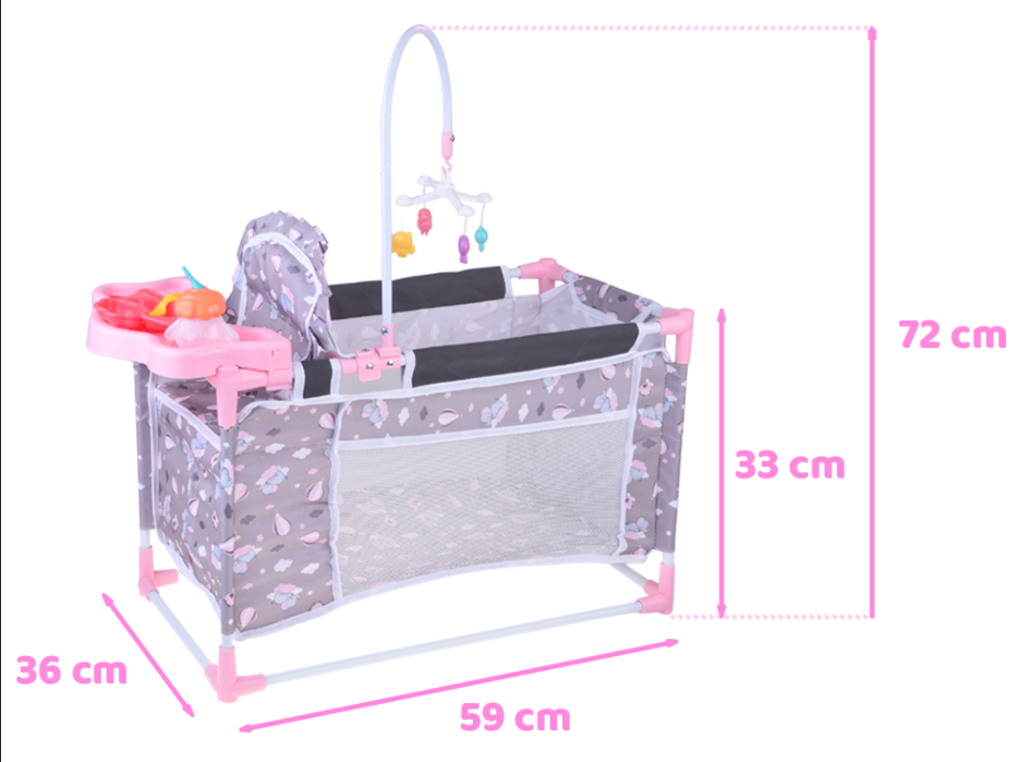 Jokomisiada 2-in-1 Sweet Dream Doll Set – Crib and High Chair ZA5918