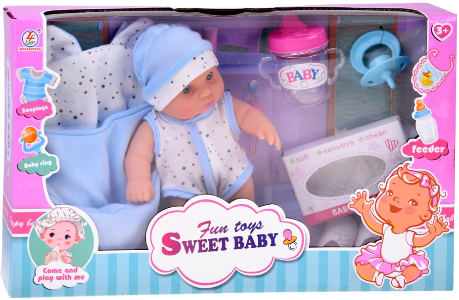 Jokomisiada 20 cm Baby Doll in a Carrier with Pacifier, Bottle and Accessories ZA6332