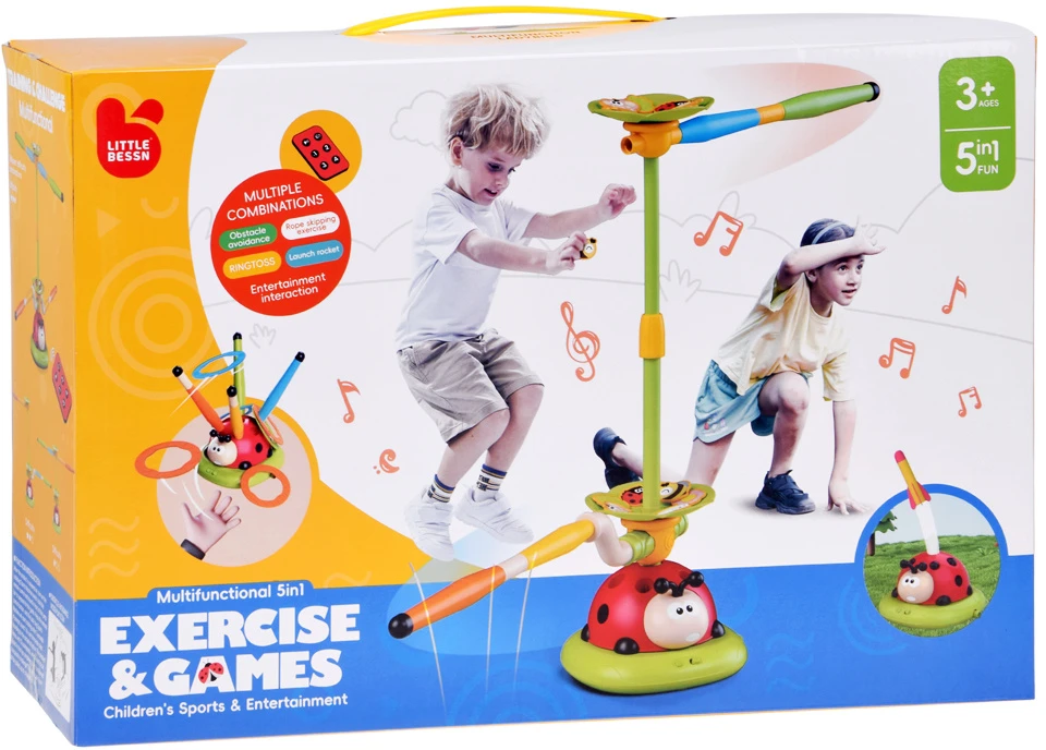 Jokomisiada 5-in-1 Ladybug Sports Set – Jump Rope, Rockets, Rings, Remote Control SP0885