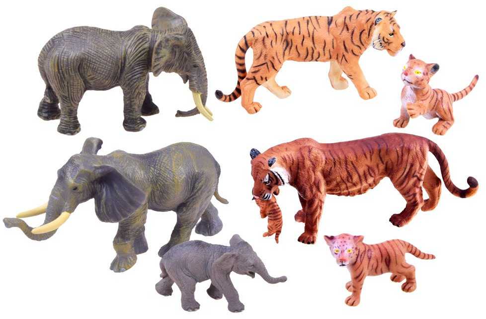 Gyvūnų rinkinys safari figūrėlės dramblių tigras