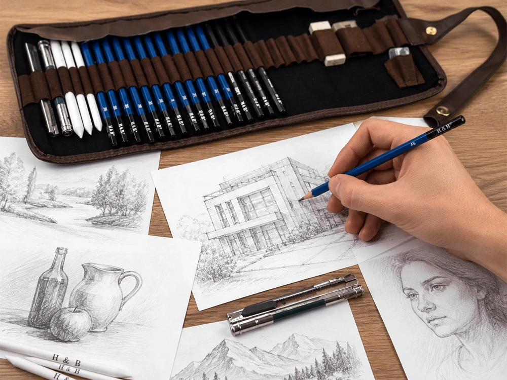 Dėlionė Jokomisiada Art Set for Sketching and Drawing Pencils Graphite Carrying Case AP0127