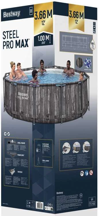 Rėminis baseinas 12FT 366x100 cm Plieninis Pro Max BESTWAY