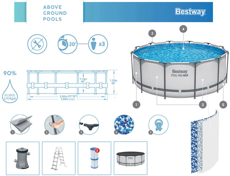 Baseinas Bestway Steel Pro MAX™, 3.66m x 1.22m (56420)