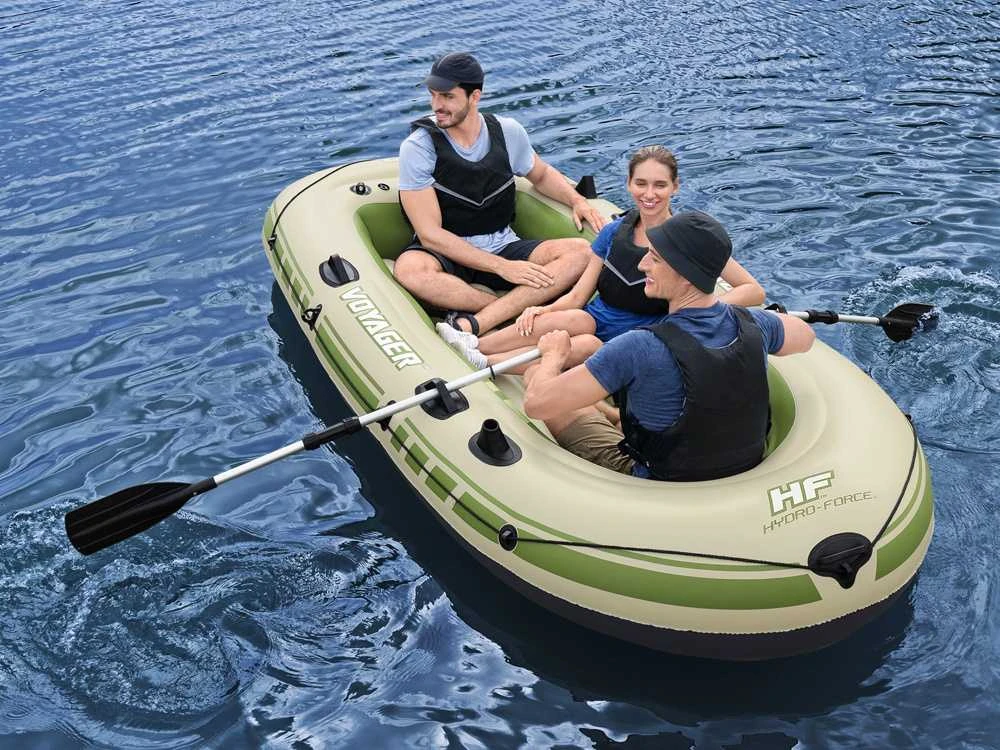 Bestway pripučiamas pontonas + irklai 294 x 137 cm Voyager X3 plaustų rinkinys 65164