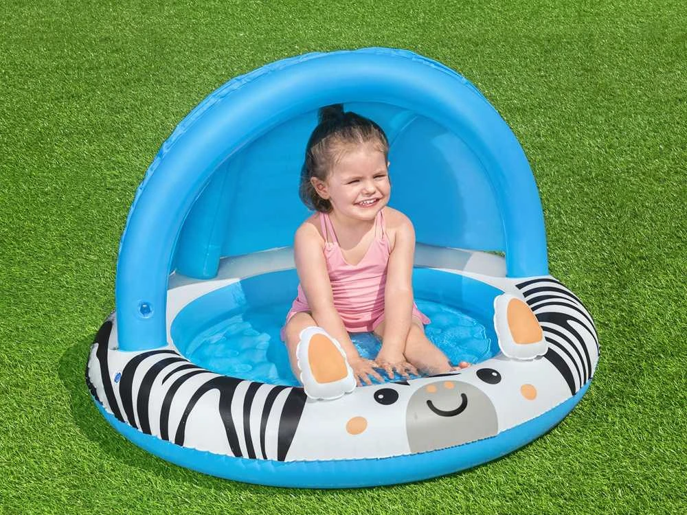 Bestway Bestway 52559 Pripučiamas baseinas su stogu ir pumpuojamu dugnu Zebra 97cm x 66cm
