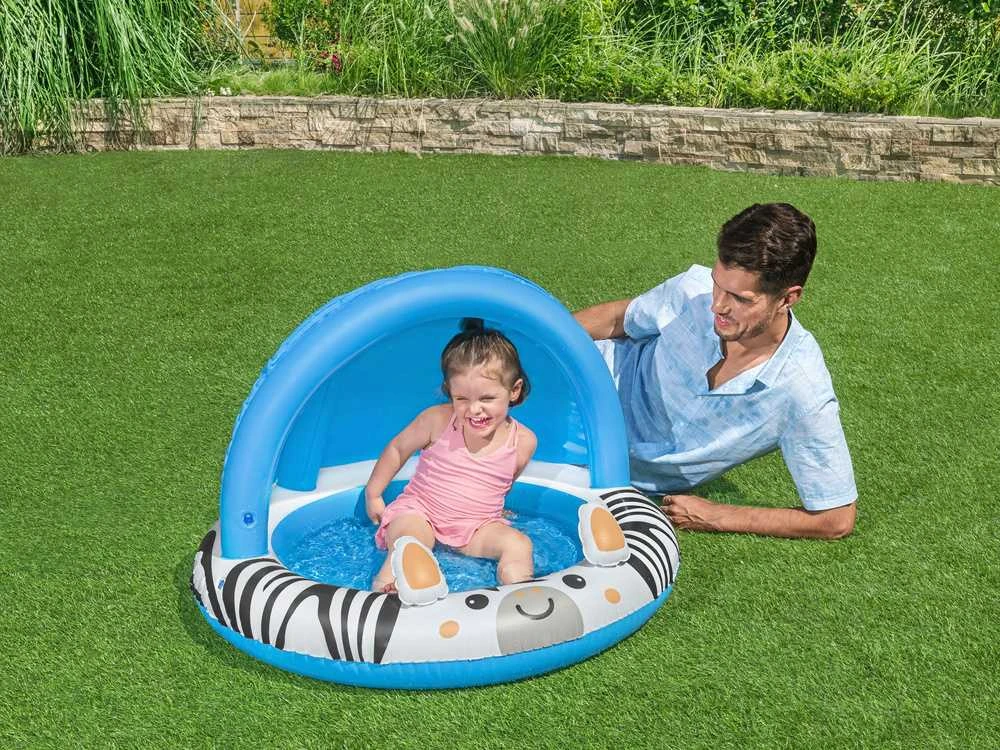 Bestway Bestway 52559 Pripučiamas baseinas su stogu ir pumpuojamu dugnu Zebra 97cm x 66cm