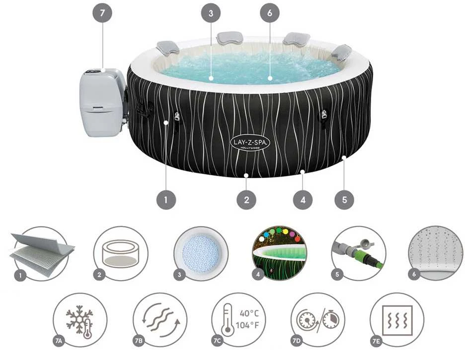 "Lay-Z-Spa" Holivudo sūkurinė vonia BESTWAY
