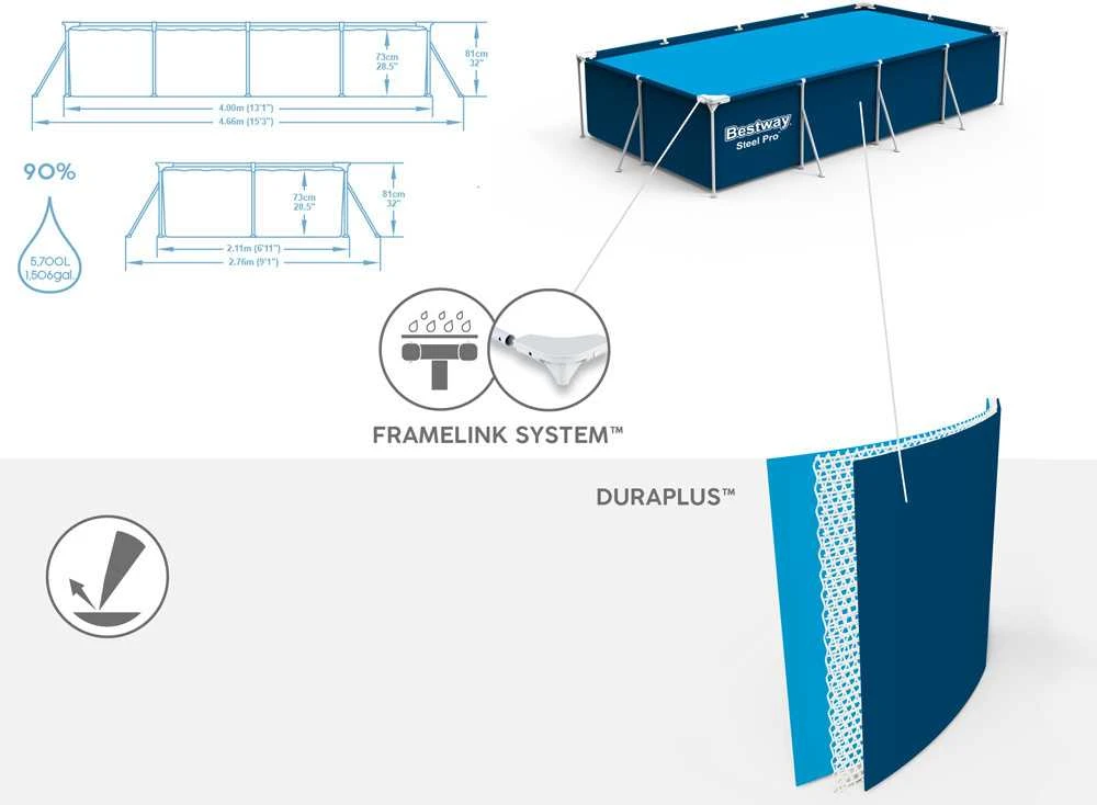 Baseino stovas 400x211x81cm Šeima 3 in 1 BESTWAY