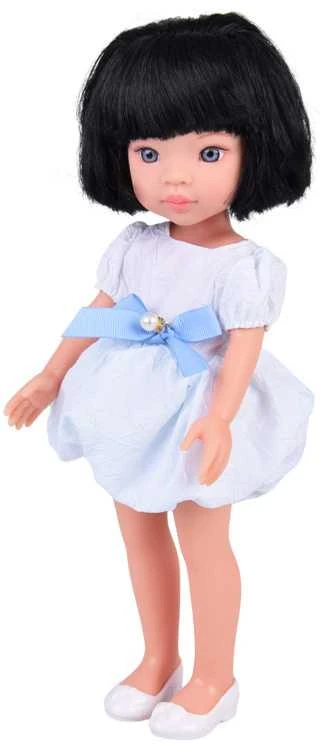 Jokomisiada Charming Doll in a Baltas Dress with a Mėlyna Bow, 33 cm Doll ZA5850