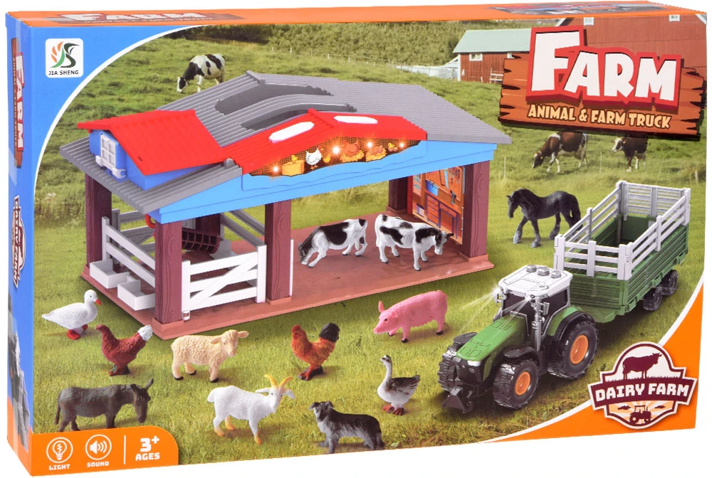 Jokomisiada Children’s Farm Set with Animals, Tractor, Trailer, Lights and Sounds ZA6308