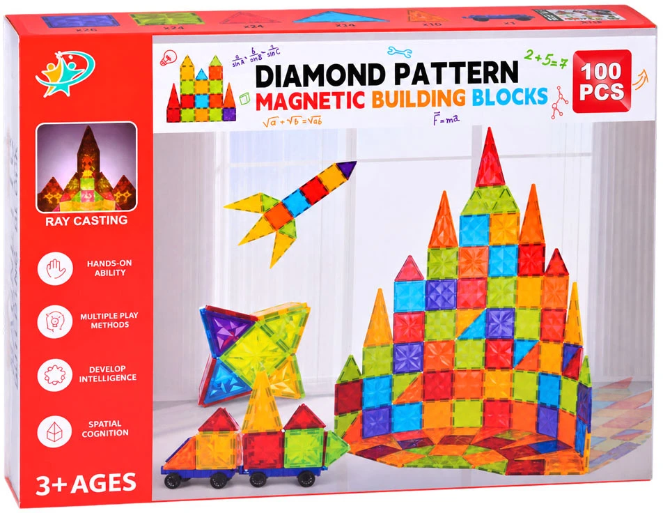 Jokomisiada Colourful Magnetic Construction Blocks 100-Piece Set ZA6352