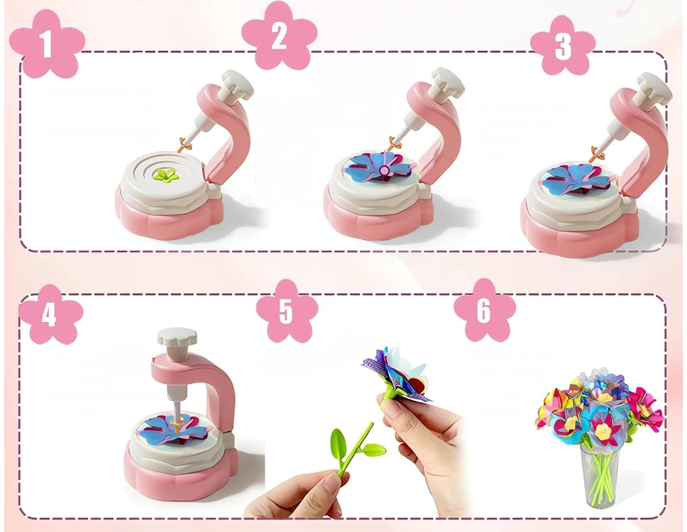 Dėlionė Jokomisiada Creative DIY Fabric Flower Bouquet Making Kit with Flower Press and Vase ZA6596