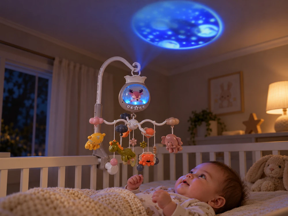 Jokomisiada Crib carousel with projector - several dozen melodies SAFARI ZA6299