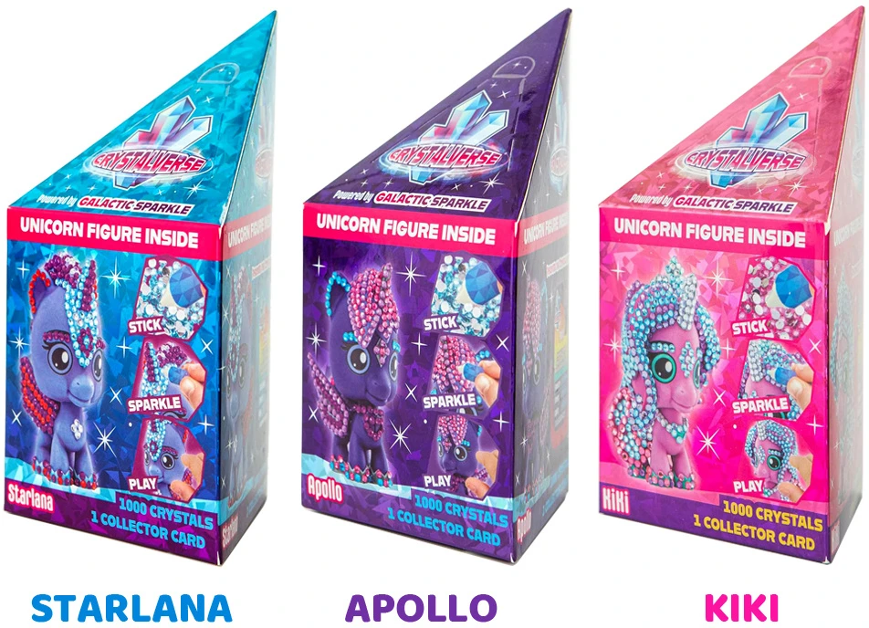 Jokomisiada Crystalverse Vienaragio arklys - „pasidaryk pats“ deimantinė dekoracija 3 modeliai ZA6181