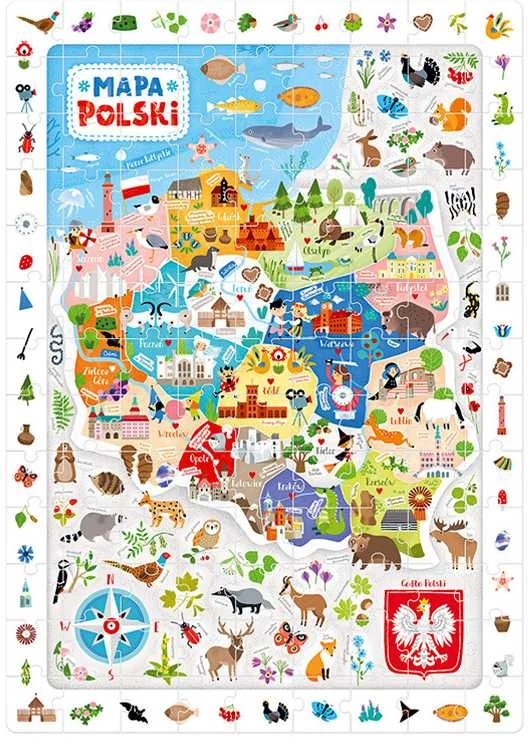 CzuCzu stebėjimo dėlionė Lenkijos žemėlapis 100 vienetų 5+ plakatas ZA5561