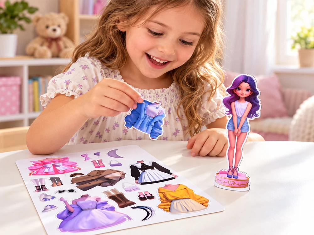 Dėlionė Jokomisiada FASHION DOLL x6 magnetic puzzle - magnetic doll clothes ZA 6607