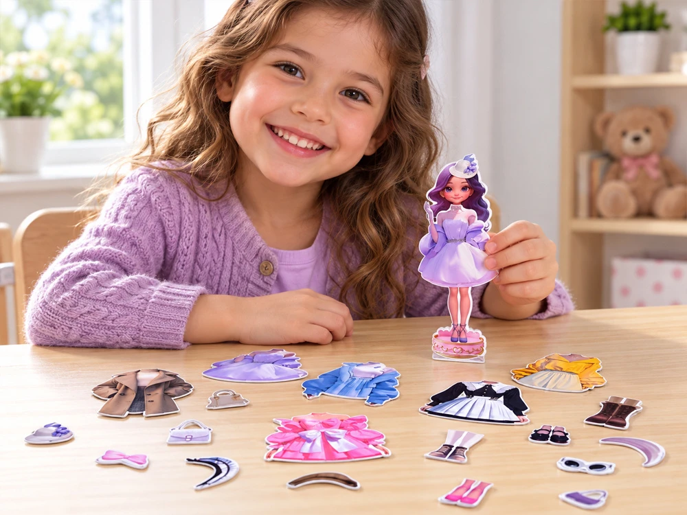 Dėlionė Jokomisiada FASHION DOLL x6 magnetic puzzle - magnetic doll clothes ZA 6607