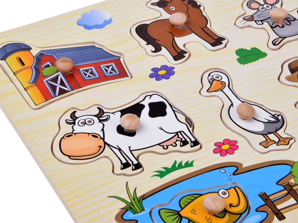 Dėlionė Jokomisiada Wooden puzzle FARMA puzzle with handles - 10 pieces ZA6416