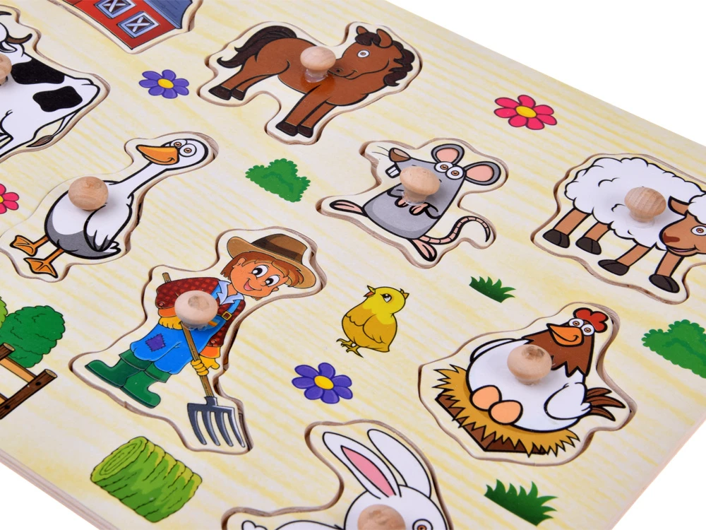 Dėlionė Jokomisiada Wooden puzzle FARMA puzzle with handles - 10 pieces ZA6416