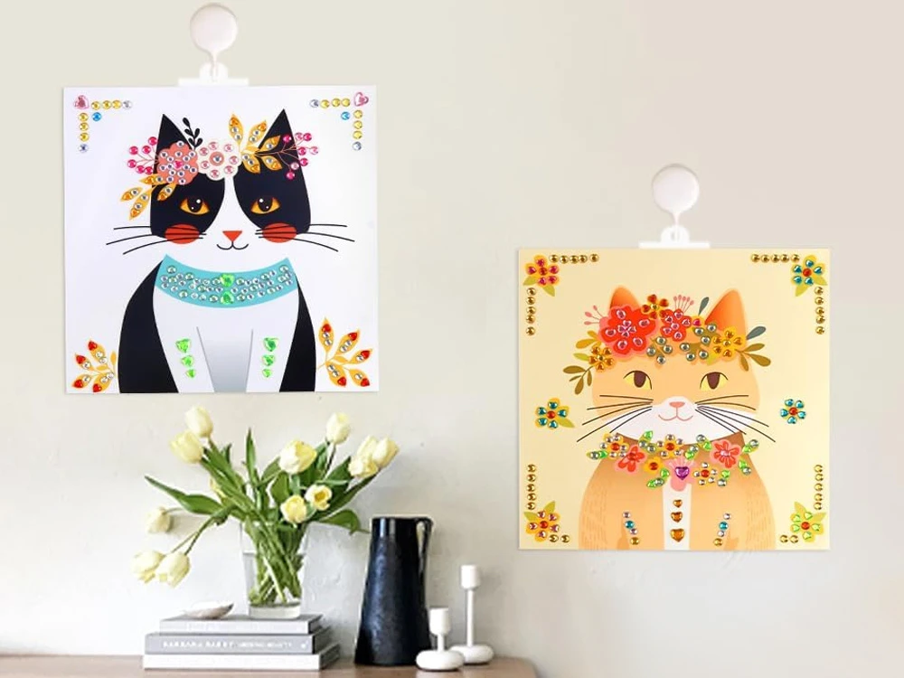 Jokomisiada Diamond Painting Cats for Kids – 8 Pictures, 1000 Gem Stickers ZA6307